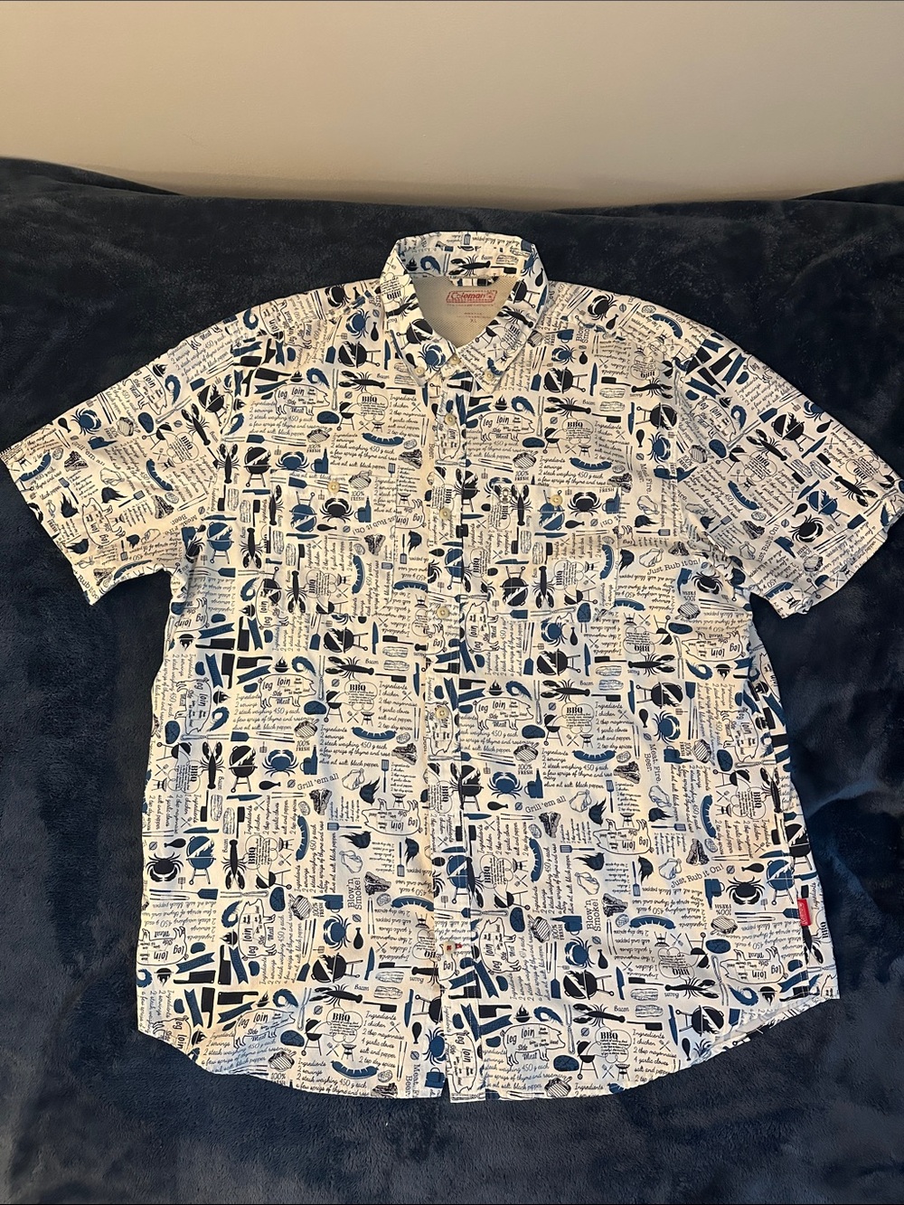 Coleman White Short-Sleeve Button Down BBQ shirt